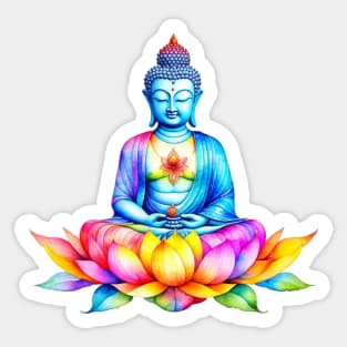Watercolor Buddha and Lotus Sticker